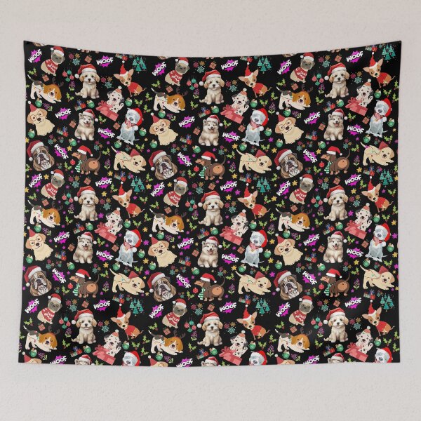 Item preview, Christmas Dog Pattern With Cute Pups designed and sold by Wolfheartart.
