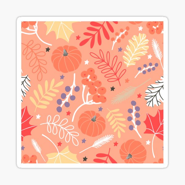 Item preview, Autumn Seasonal Pumpkin Berry Leaves pattern designed and sold by Nicola-Rowe.