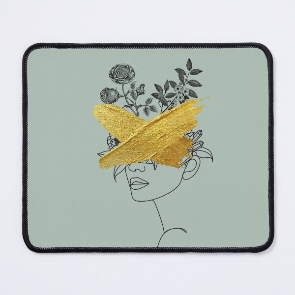Item preview, Simple Line Art Face and Plants with Gold brushes designed and sold by designenrich.