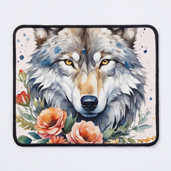 Item preview, wolf with flowers 4 designed and sold by SchokoGoth.