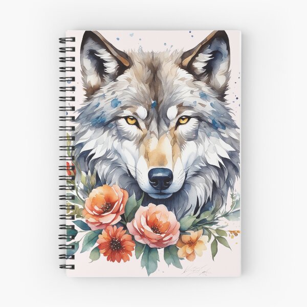 Item preview, wolf with flowers 4 designed and sold by SchokoGoth.