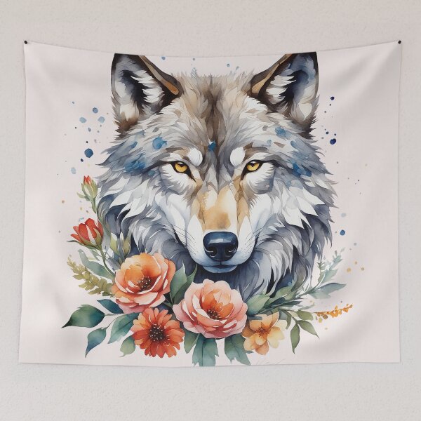 Item preview, wolf with flowers 4 designed and sold by SchokoGoth.
