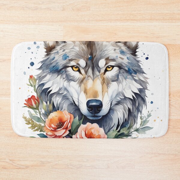 Item preview, wolf with flowers 4 designed and sold by SchokoGoth.