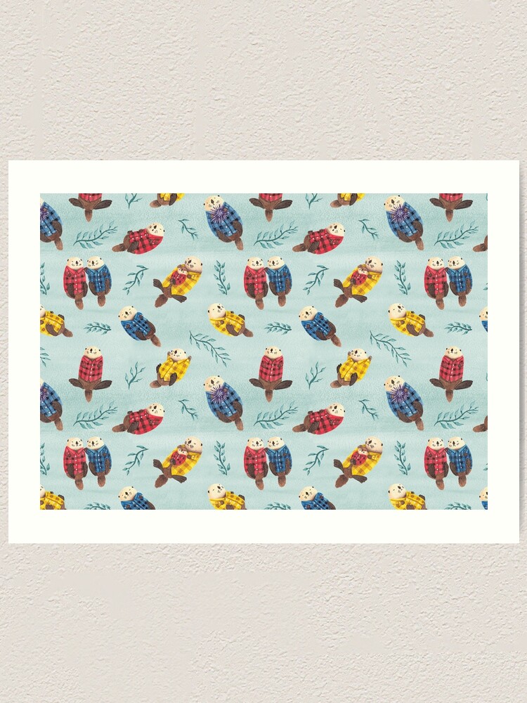 Alternate view of Sea Otters Wearing Plaid Art Print