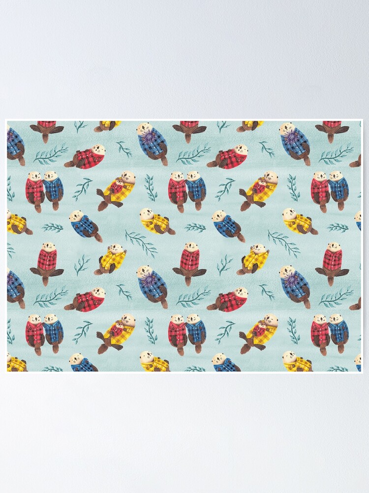 Alternate view of Sea Otters Wearing Plaid Poster