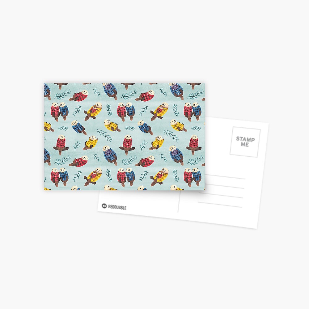 Sea Otters Wearing Plaid Postcard