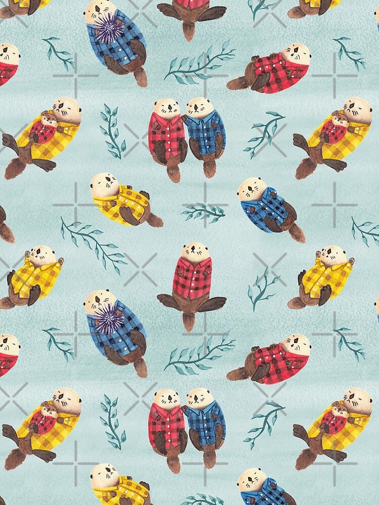 Sea Otters Wearing Plaid by emseeitch