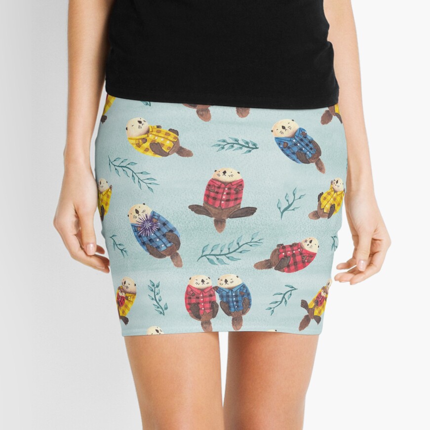 Sea Otters Wearing Plaid Mini Skirt