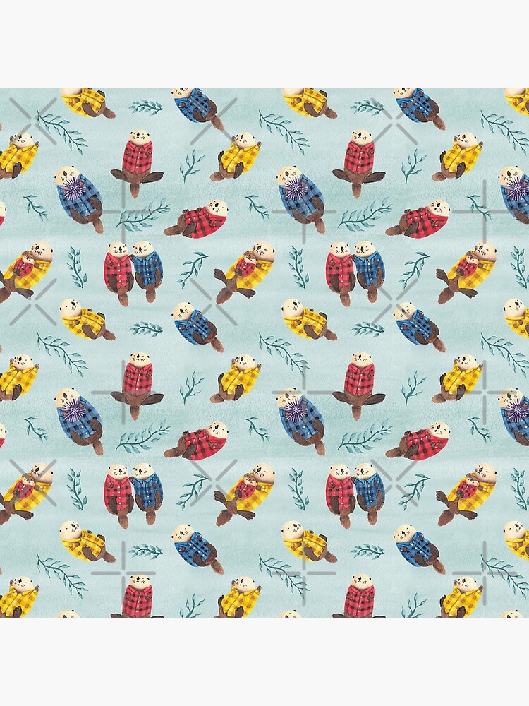 Sea Otters Wearing Plaid by emseeitch