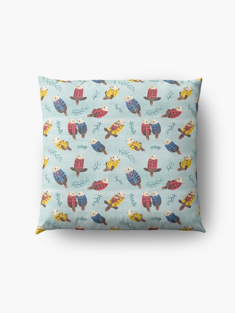 Alternate view of Sea Otters Wearing Plaid Floor Pillow