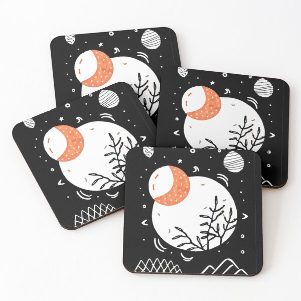Item preview, Moon Phases in Orange Black and White designed and sold by HanaiPrint.