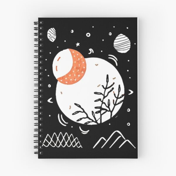 Aperçu de l'œuvre Phases de lune en orange noir et blanc créée et vendue par HanaiPrint.
