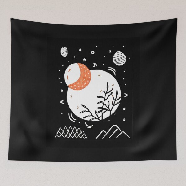 Item preview, Moon Phases in Orange Black and White designed and sold by HanaiPrint.