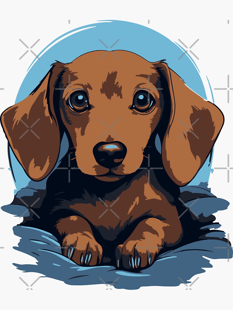 Cute kawaii Daschund Dog Printable Stickers for kids