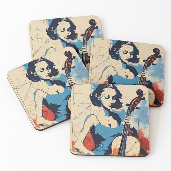 Item preview, Woman with blue dress playing with cello  designed and sold by simaso.