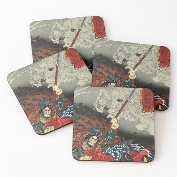 Item preview, Samurai Fighting Ghosts - Vintage Japanese Ukiyo-e Woodblock designed and sold by VintageSpaceArt.