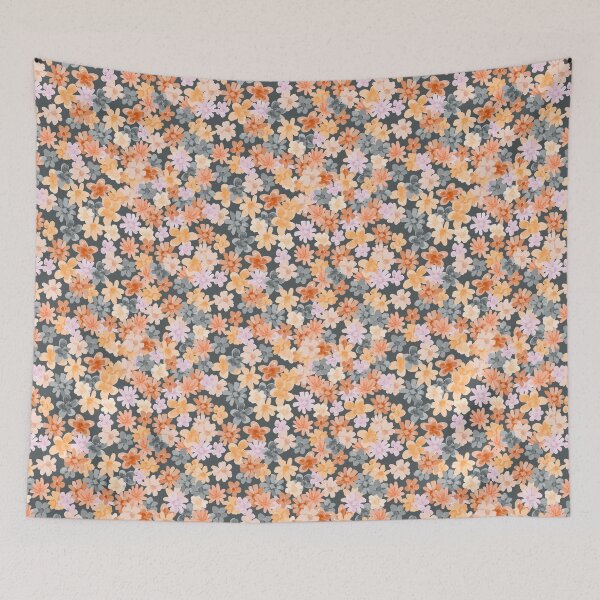 Item preview, Dark Gray Ditsy Floral: Orange, Pink, White designed and sold by ara-designs.