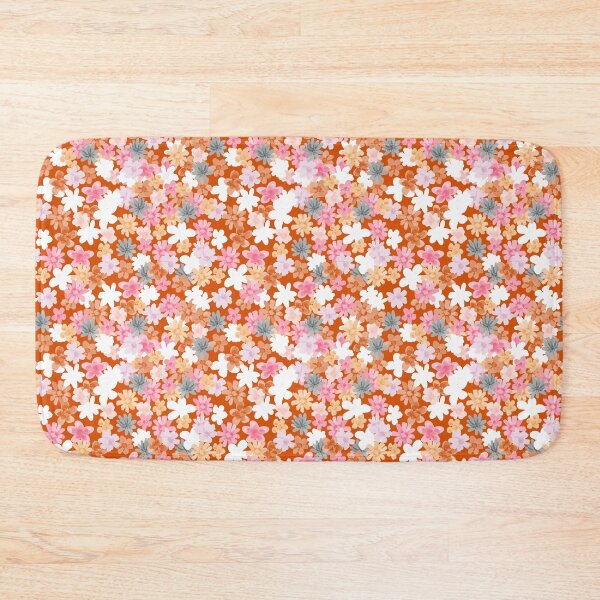 Item preview, Red Ditsy Floral: Orange, Gray, White designed and sold by ara-designs.