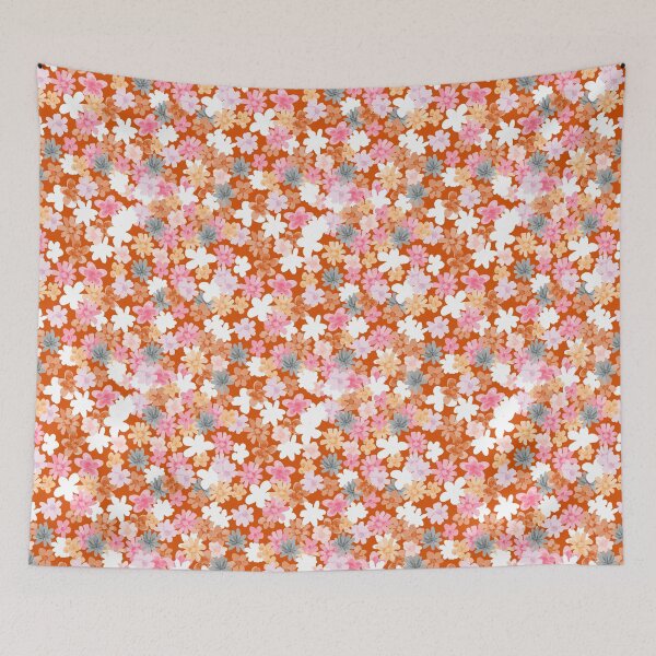 Item preview, Red Ditsy Floral: Orange, Gray, White designed and sold by ara-designs.
