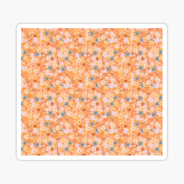 Orange Ditsy Floral: Red, Gray, White Sticker