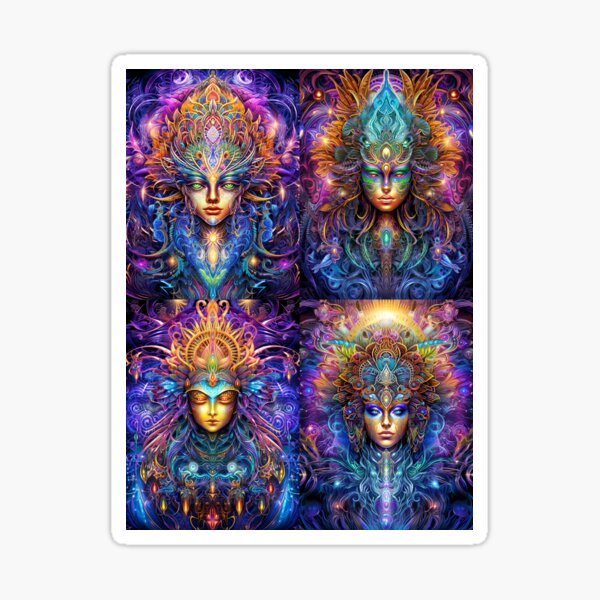 TREE OF LIFE #29 MAGIC MUSHROOM, TEMPLE GARDEN, MEMORY CASTLE, CELESTIAL PALACE, RAINBOW BRIDGE, CRYSTAL DREAMING, SUN, MOON, STAR, IMAGINATION, FAIRY FOREST, COSMIC, FANTASY, HOLY MOUNTAIN, STATION Sticker