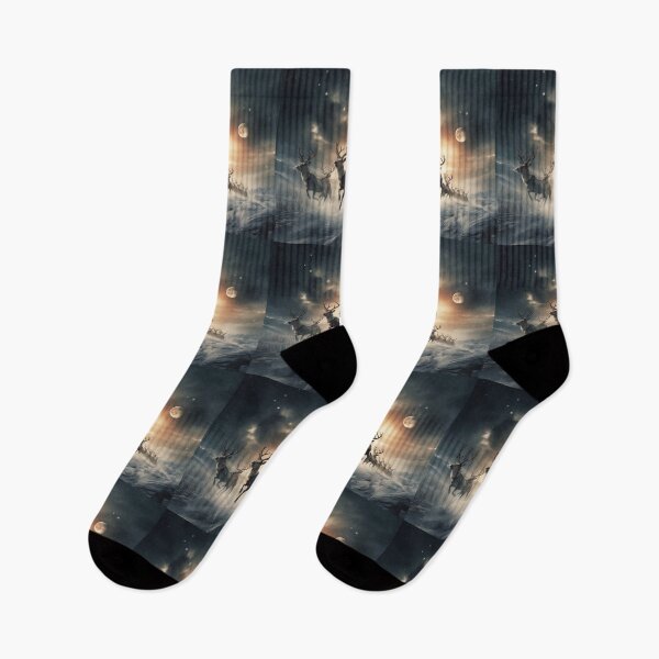 Item preview, reindeer flying across the cloudy sky designed and sold by DanieWoods.