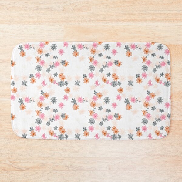 Item preview, White Ditsy Floral: Orange, Gray, Pink designed and sold by ara-designs.