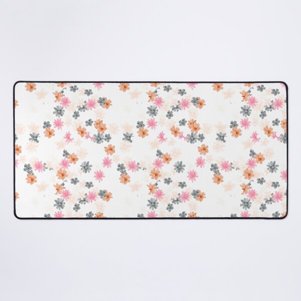 Item preview, White Ditsy Floral: Orange, Gray, Pink designed and sold by ara-designs.