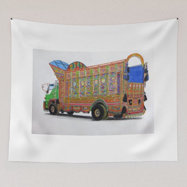 Item preview, Pakistani Truck Art color drawing designed and sold by MubaraksArt.