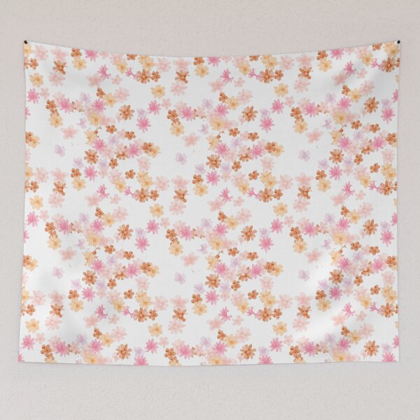 Item preview, White Ditsy Floral: Orange, Pink designed and sold by ara-designs.