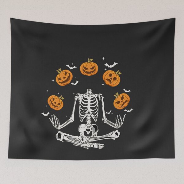 Item preview, Funny Spooky Meditating Yoga Skeleton Halloween Pumpkins designed and sold by Dream-bubble.