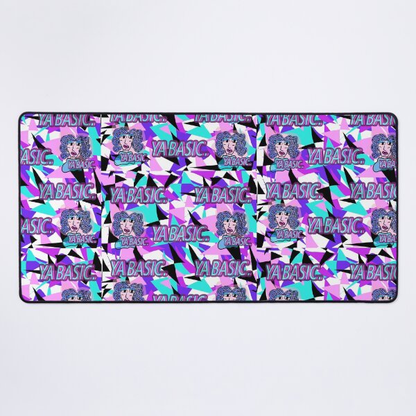Item preview, Ya basic Pattern with the face of a girl with big eyes, big lips, and geometric shape background in colors, purple, blue, white, black and pink designed and sold by DLGstudio.