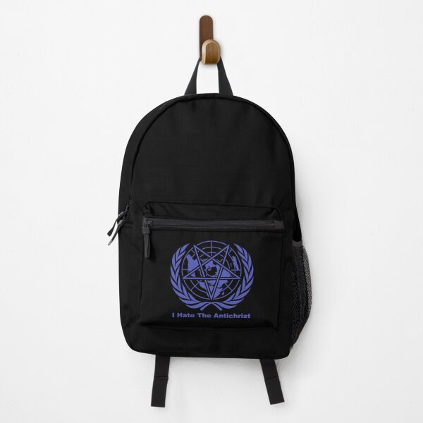 Item preview, I Hate The Antichrist Pentagram World Print - Purple designed and sold by AuntieVaxxer Official Shop.