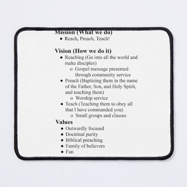 Item preview, Mission, Vision, Values designed and sold by Foundation475.