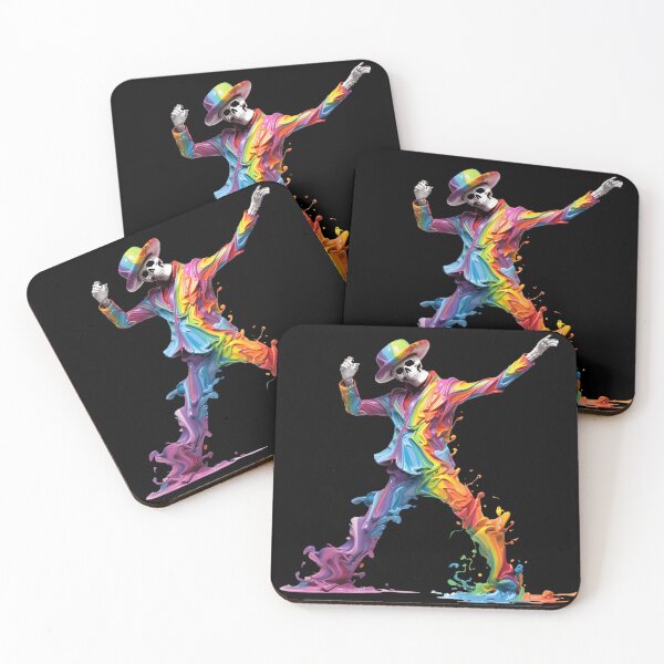 Item preview, Dancing skeleton rainbow ink designed and sold by GediaPrints.
