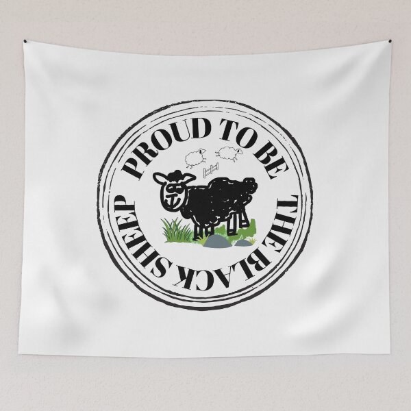 Item preview, Proud to be the black sheep sticker with a sheep drawing in the middle and white background designed and sold by DLGstudio.