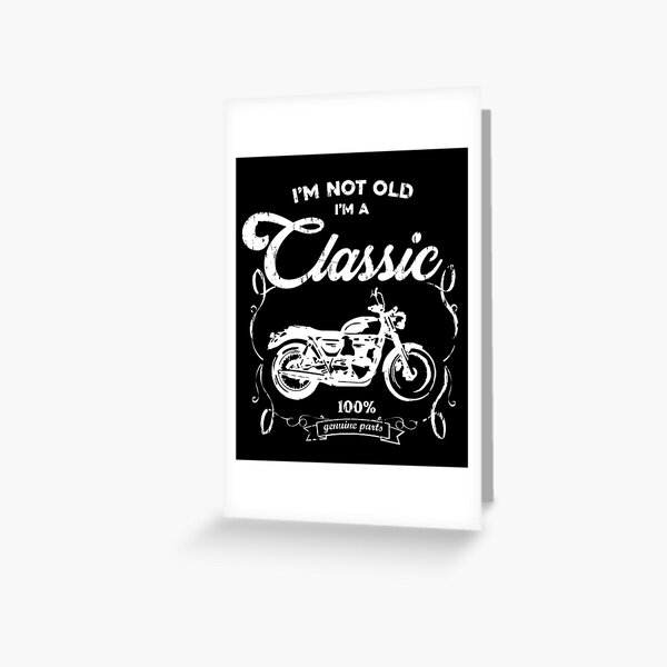 Carte de vœux avec l'œuvre « Motard cadeau moto disant motard des années 90  » de l'artiste SiRaGeckoDesign