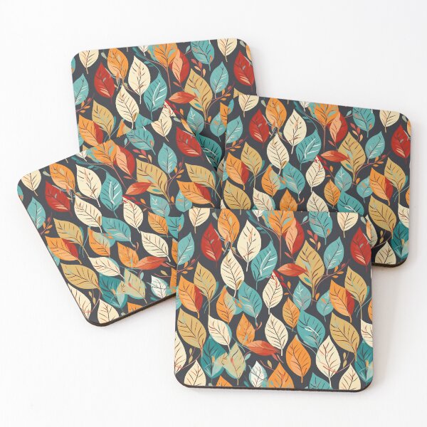 Item preview, Pretty Leaf Design in Teal, Green, Orange, and White designed and sold by LWLDesigns.