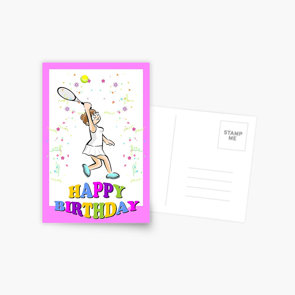 Carte De Vœux Joyeux Anniversaire Pour Un Beau Joueur De Tennis Par Megasitiodesign Redbubble