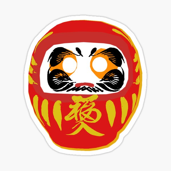 Lucky Japanese Daruma Doll Sticker