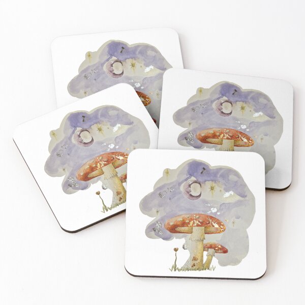 Item preview, Mushrooms under the Moon Watercolour designed and sold by xMagicalDots.