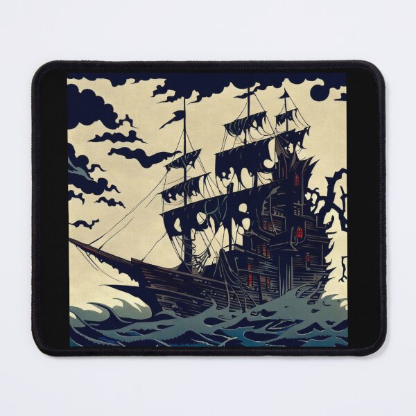 Item preview, Haunted Sailing Ship Woodblock 1 designed and sold by CrankyOldDude.