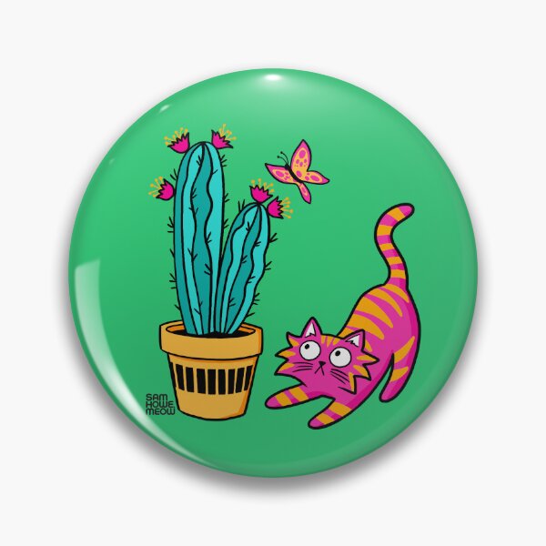 Item preview, Cat and Cactus Retro Pot designed and sold by SamHoweMeow.