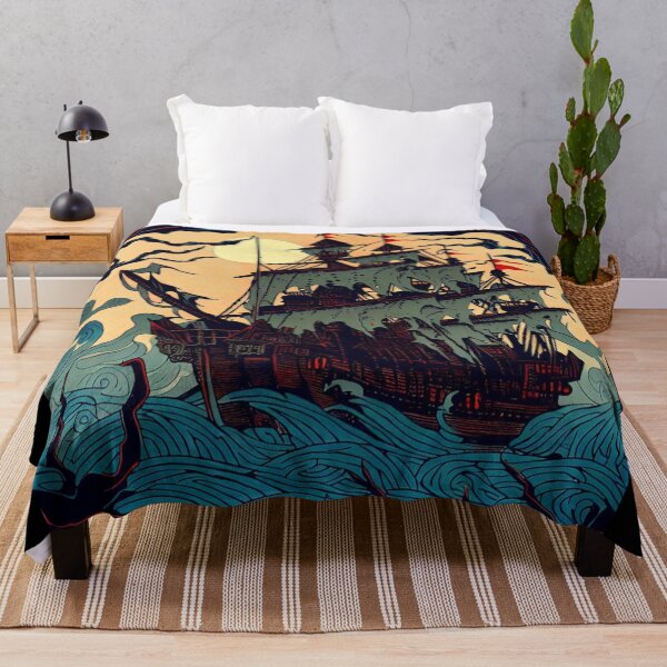 Item preview, Haunted Sailing Ship Woodblock 2 designed and sold by CrankyOldDude.
