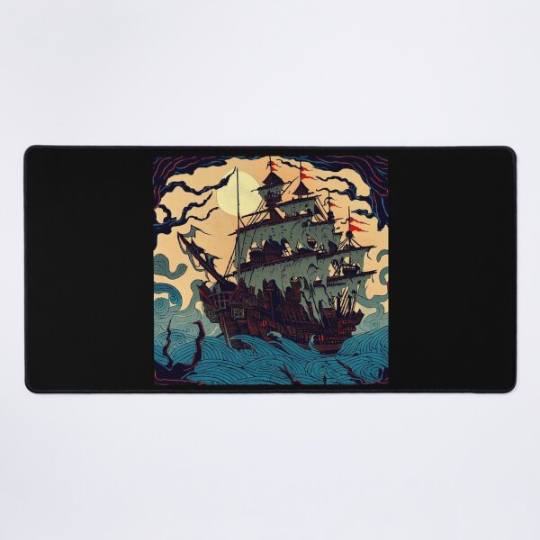 Item preview, Haunted Sailing Ship Woodblock 2 designed and sold by CrankyOldDude.