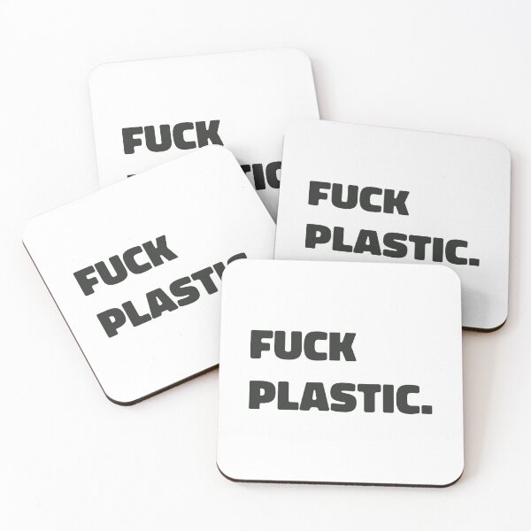 Item preview, fuck plastic. - black text design designed and sold by EmeraldeaArt.