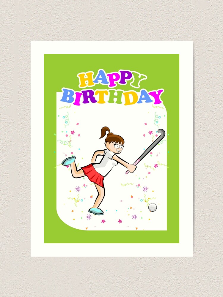 Impression Artistique Joyeux Anniversaire Pour Une Belle Joueuse De Hockey Par Megasitiodesign Redbubble