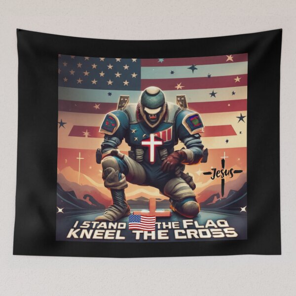 Item preview, I STAND FOR THE FLAG KNEEL FOR THE CROSS, CHRISTIAN, MOM, DAD, GIFT, PYJAMAS designed and sold by carlos crane.