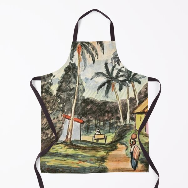 Item preview, Watercolor Guatemala 1937 Postcard Village with Volcano and Palm Trees designed and sold by Neeshki.