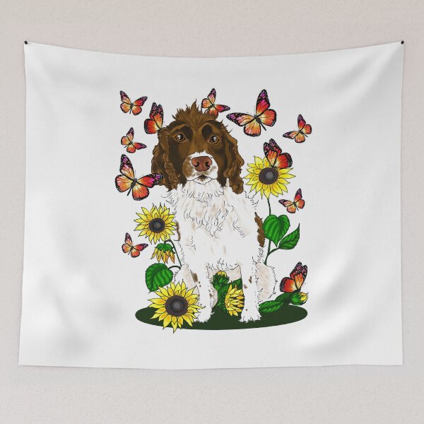 Item preview, Cute dog, butterflies, and sunflowers. designed and sold by cameoivory.